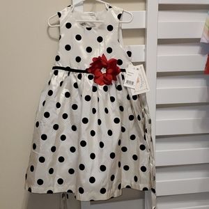 Marmellata Kids ivory dress with velvet polkadots